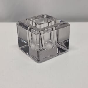Antique Art Deco Glass Inkwell Thick Heavy Glass 2.5” X 3” Cube
